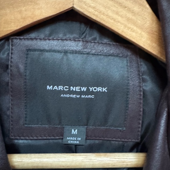 Marc New York Moto Jacket Genuine Leather Brown Soft Biker Classic Timeless M - Picture 9 of 16